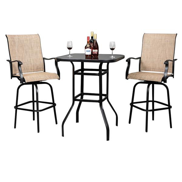 2pcs Wrought Iron Swivel Bar Chair Patio Swivel Bar Stools Black