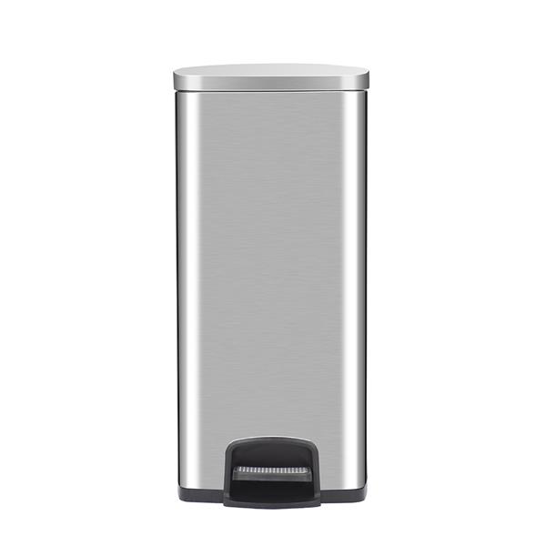 Rectangle, Stainless Steel, Soft-Close, Step Trash Can, 30L