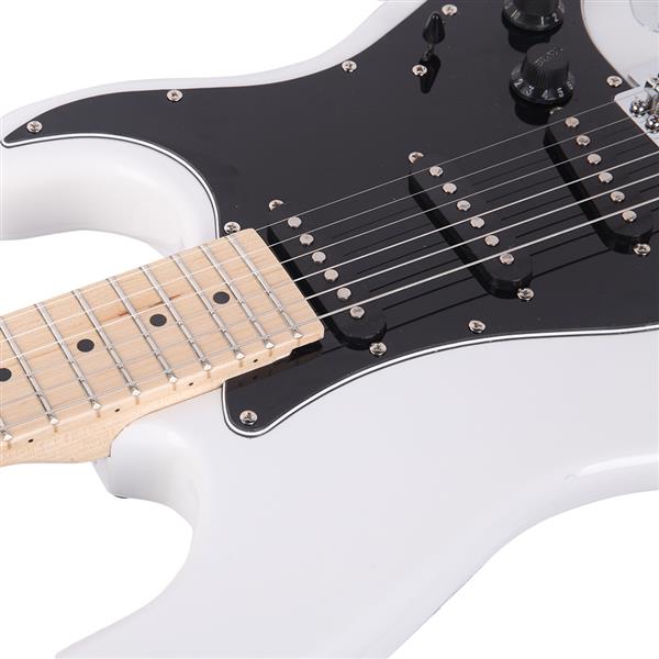 ST Stylish Electric Guitar with Black Pickguard White