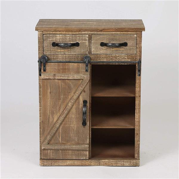 Classic American Country Style Single Barn Door With 2 Drawers Vintage Wooden Cabinets