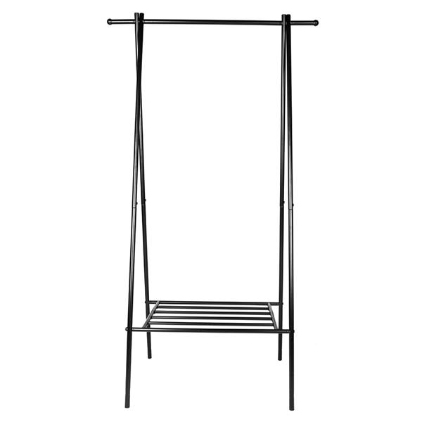 One-tier Garment Rack Metal Clothes Coat Shoe Storage Shelf Black 