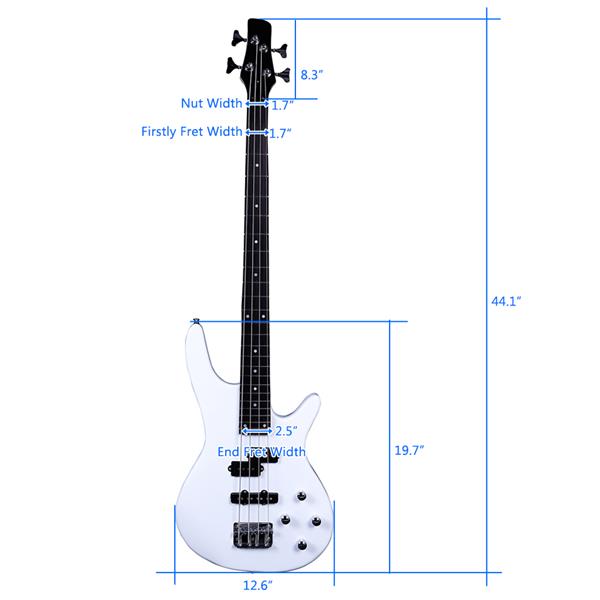 Exquisite Stylish IB Bass with Power Line and Wrench Tool White 