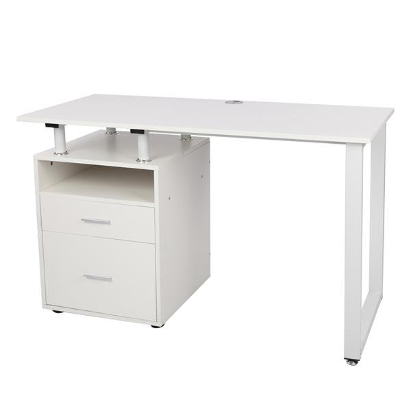 Pipe Rack Two Drawers Computer Desk White