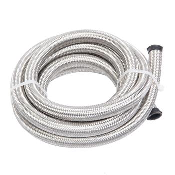 10AN 10-Foot Universal Stainless Steel Braided Fuel Hose Silver