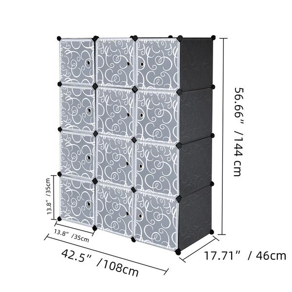 Cube Storage 12-Cube Closet Organizer Storage Shelves Cubes Organizer DIY Closet Cabinet with Doors