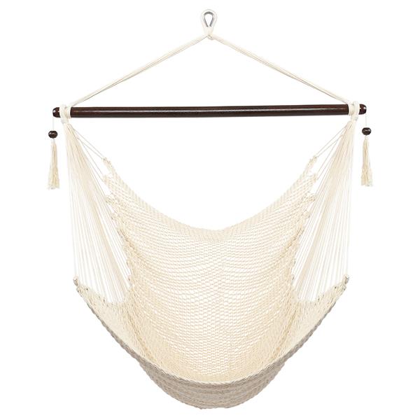 Caribbean Large Hammock Chair Swing Seat Hanging Chair with Tassels Tan