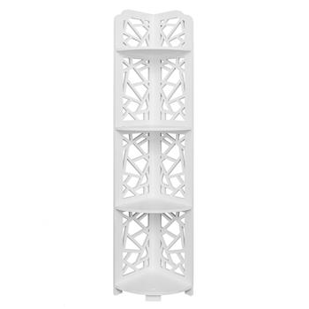 Baroque Carving Style Waterproof 120-Degree Angle 4 Layers Bathroom Cabinet Shelf White