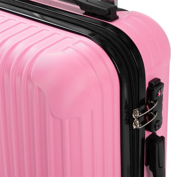 3-Piece 20" & 24" & 28" Luggage Set Travel Bag ABS Trolley Spinner Suitcase with TSA Lock Pink