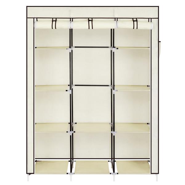 67" Portable Closet Organizer Wardrobe Storage Organizer with 10 Shelves Quick and Easy to Assemble Extra Space Beige