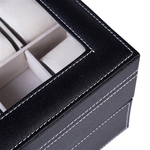 20 Compartments Dual Layers Elegant Wooden Watch Collection Box Black