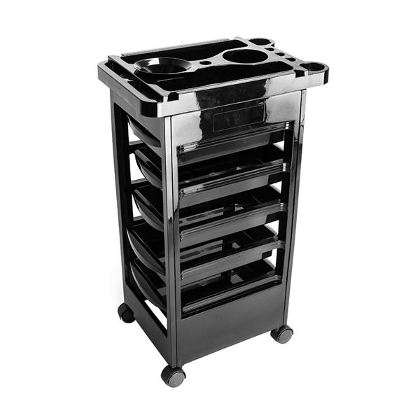 5 Tiers Removable Portable Plastic Hairdresser Beauty Storage Trolley Black