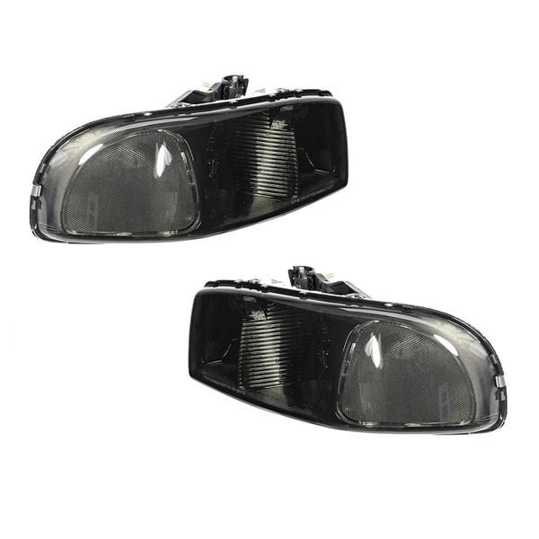 2x Headlights Clear Smoke Composite For 2007 Sierra & 3500 Classic Body Models