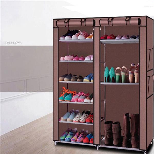 salesZimtown 9 Lattices Shoes Rack Double Rows Combination Style Shoe Cabinet (Coffee)