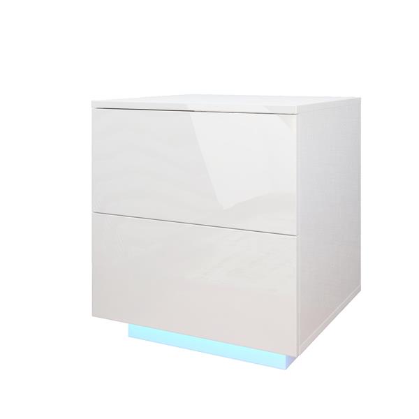 LED Double Side Cabinet Bedside Table White