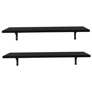 2 Display Ledge Shelf Floating Shelves Wall Mounted with Bracket for Pictures and Frames Modern Home Decorative Black