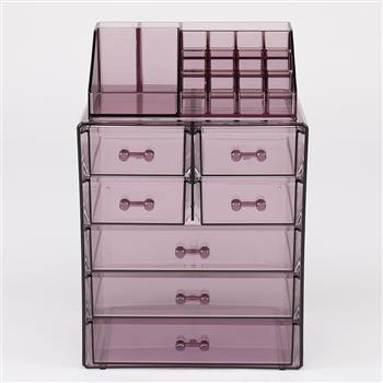 2Pcs / Set Plastic Cosmetics Storage Rack 7 Large Drawers Purple