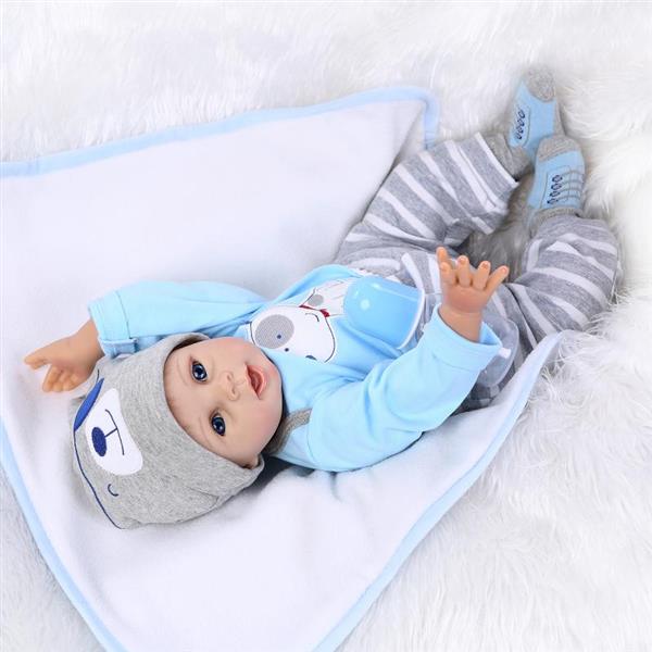 22" Mini Cute Simulation Baby Toy in Puppy Pattern Clothes Blue
