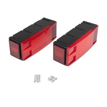 Left+Right LED Waterproof Red Trailer Boat Rectangle Stud Stop Turn Tail Lights