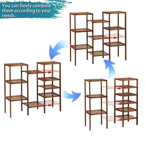 100% Bamboo High-grade Plant Shelf Multi-Functional 9-layer Shelf Flower Pot Shelf Display Shelf 96 * 90 * 33cm-Dark Brown