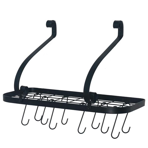 Wall Mount Pot Pan Rack with 10 Hooks（Black）