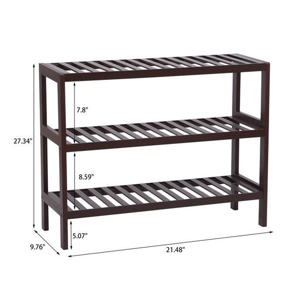 100% Bamboo Shoe Rack Bench, Shoe Storage, 3-Layer Multi-Functional Cell Shelf, Can Be Used For Entrance Corridor, Bathroom, Living Room And Corridor 70 * 25 * 55 Dark Brown