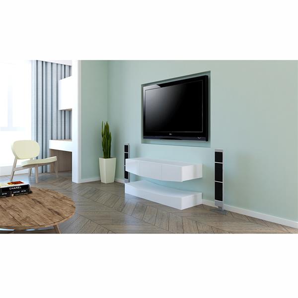 120cm LED TV Cabinet With Upper And Lower Wall White