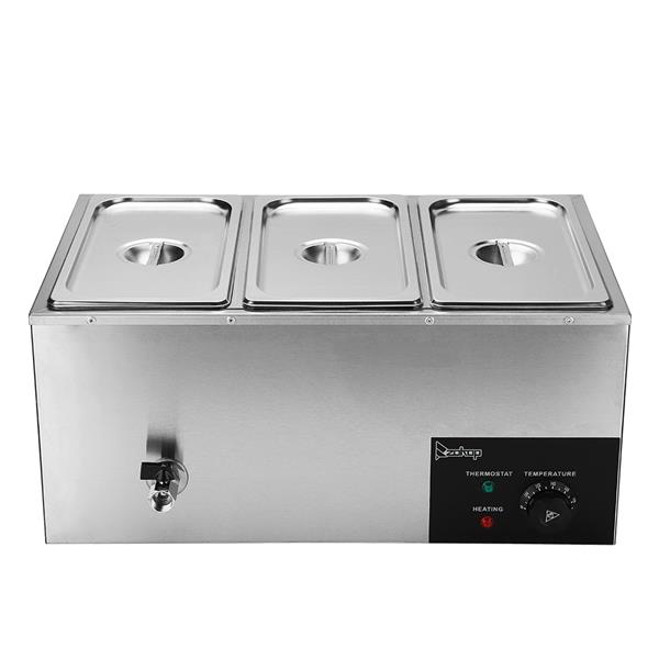 XTC1P-1/3 110V 600W 6.9QT/6.5L 3 Cells Bain Marie Food Warmer