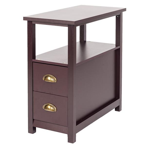 Double-tier Coffee Side Table with Two Drawers Coffee