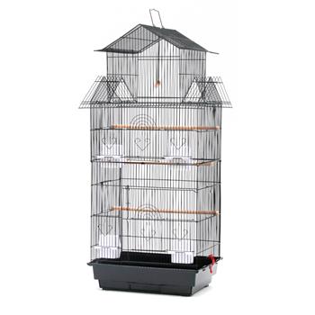 39\\" Bird Cage Pet Supplies Metal Cage with Open Play Top with three Additional Toys Black
