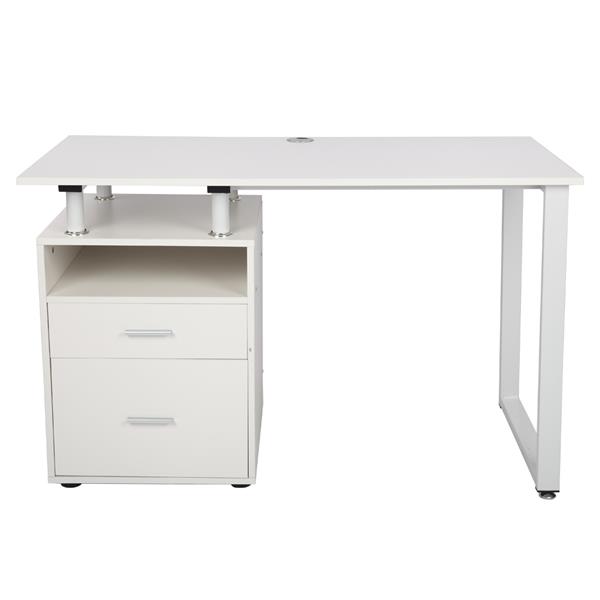 Pipe Rack Two Drawers Computer Desk White