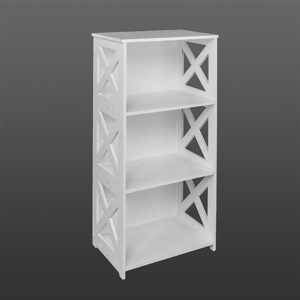 Wood-plastic Board Three Tiers Triangle Storage Rack White