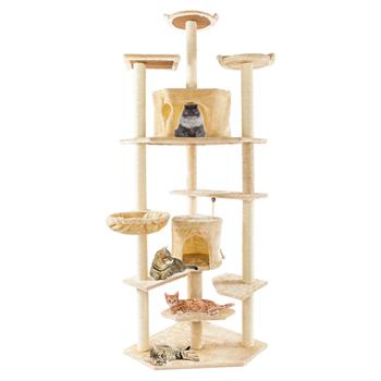 80\\" Solid Cute Sisal Rope Plush Cat Climb Tree Cat Tower Black