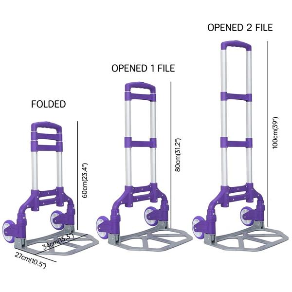 Ban on Amazon-Walmart platform salesKtaxon Folding Trolley Luggage Dolly Cart Height Adjustable Aluminum Collapsible Hand Cart with PU Rubber Wheels (Purple)