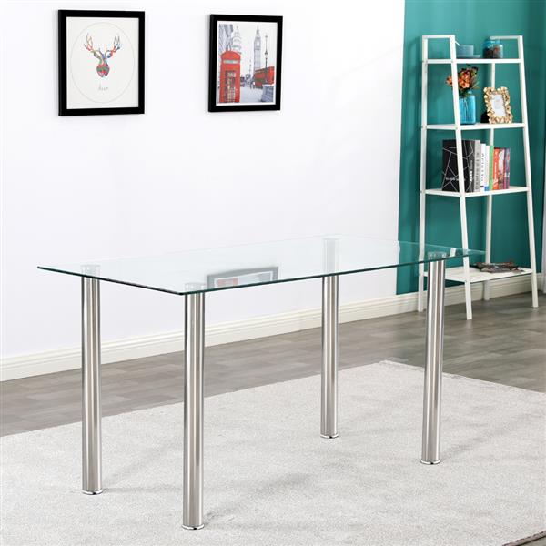 Simple Assembled Transparent Glass & Iron Dinner Table