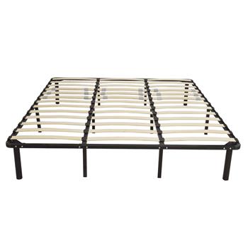 79*75*14 Wooden Bed Slat and Metal Iron Stand King Size Iron Bed Black