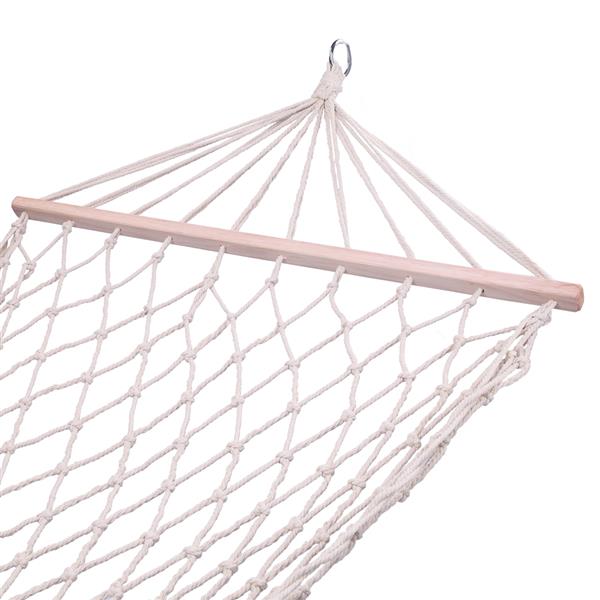 Wood Pole Cotton Rope Hammock Bed with Rope White