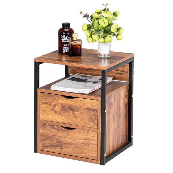 Steel Frame Two Draw Bedside Table