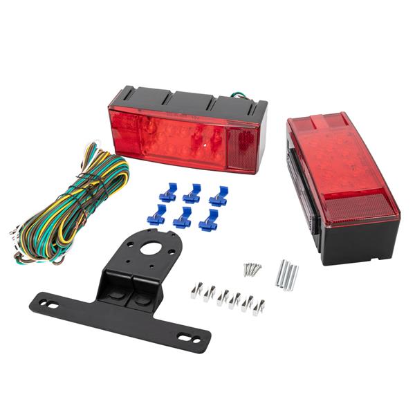 Submersible Trailer Rectangle LED Light Kit,Stop Turn Tail and License,Red/White