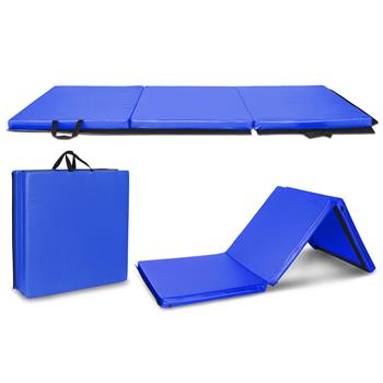 6\\'x2\\'x2\\" Tri-fold Gymnastics Yoga Mat with Hand Buckle Blue