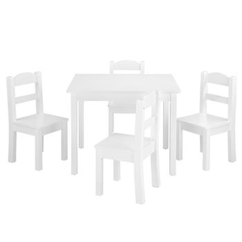 Kids Wood Table & 4 Chairs Set White