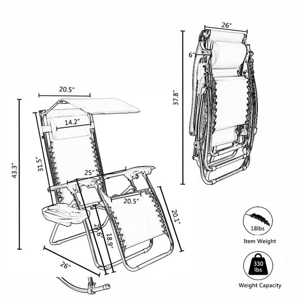 22管带头蓬折叠椅 休闲椅-灰色-10