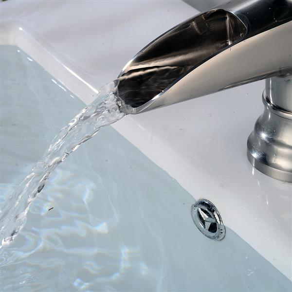 Classic Brushed Waterfall Bathroom Basin Faucet Sink Mixer Tap Silver