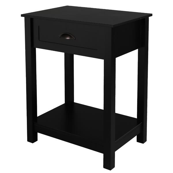 1-Drawer Nightstand End Table Black