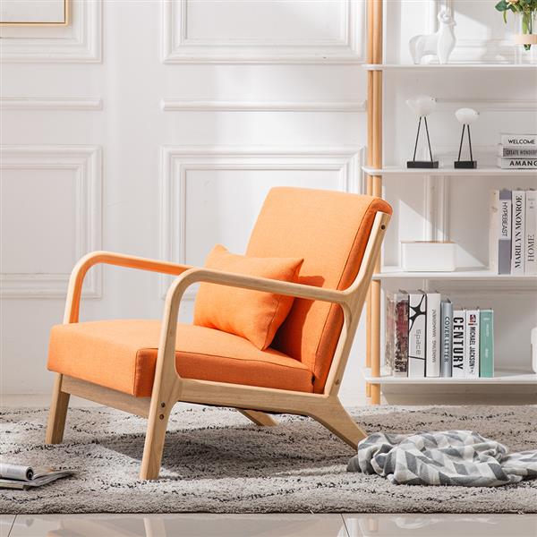 Fabric Oak Sofa Orange (66 x 68 x 75cm)