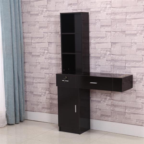 Wall Mount Beauty Salon Spa Mirrors Station Hair Styling Station Desk Black