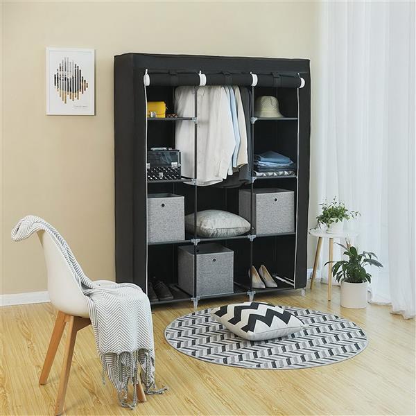 67" Portable Closet Organizer Wardrobe Storage Organizer with 10 Shelves Quick and Easy to Assemble Extra Space Black 