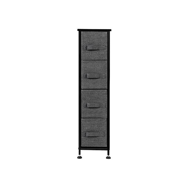 Narrow Dresser, Vertical Storage Unit With 4 Fabric Drawers, Metal Frame, Slim Storage Tower, 7.9” Width, For Living Room, Kitchen, Small Space, Gap, Grey