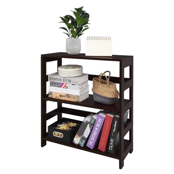 Storage Rack Wood Shelf 3 Tier Bookcase Shelf Storage Organizer, Brown Color