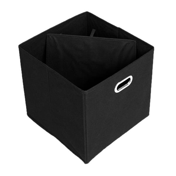 Foldable Fabric Storage Bins Set of 6 Cubby Cubes with Handles Black