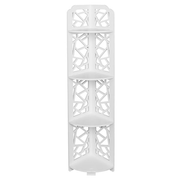 Baroque Carving Style Waterproof 120-Degree Angle 4 Layers Bathroom Cabinet Shelf White